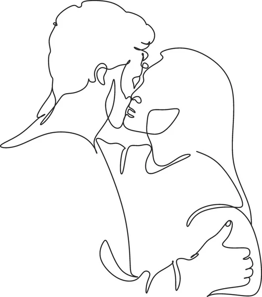 Jedna Linia Art Couple Line Art Men Kobieta Minimalny Wektor — Wektor stockowy