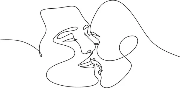 One Line Art Couple Line Art Men Woman Minimal Face — Stockový vektor