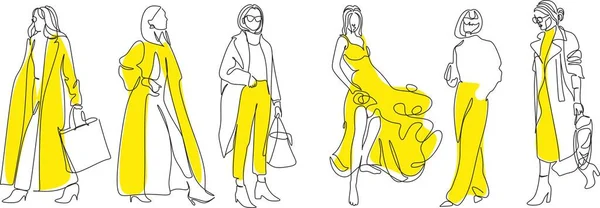 Linje Kvinde Mode Kreativ Frihånd Sammensætning Moderne Abstrakt Stil Med – Stock-vektor