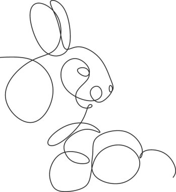 Paskalya Tavşanı Tek Hat Çiziyor. Tavşanlı Paskalya Kartı Çizgisi Sanat Tarzı. Bahar Tasarımı İçin Tavşan Minimalist Çizim.