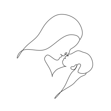 Hamile kadın, beyaz izole arka planda bir çizgi çiziyor. Vektör illüstrasyonu