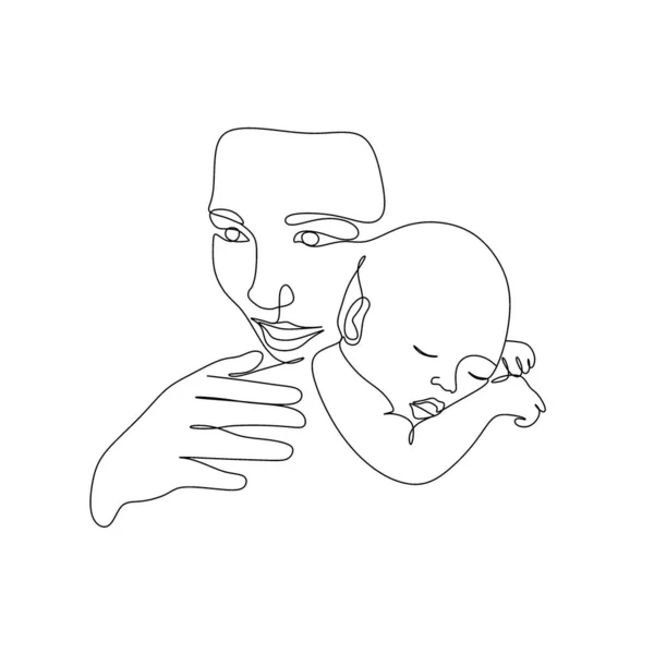 Femme Enceinte Une Ligne Dessin Sur Fond Blanc Isolé Illustration — Image vectorielle