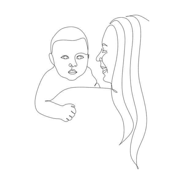 孕妇的一条线画在白色孤立的背景上 矢量说明 — 图库矢量图片