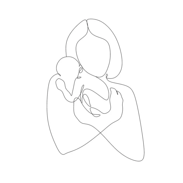 Schwangere Eine Linie Auf Weißem Isoliertem Hintergrund Vektorillustration — Stockvektor