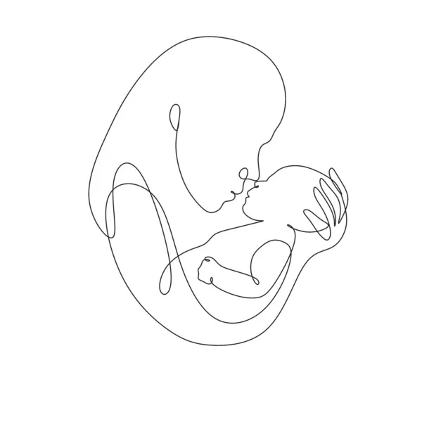 Femme Enceinte Une Ligne Dessin Sur Fond Blanc Isolé Illustration — Image vectorielle