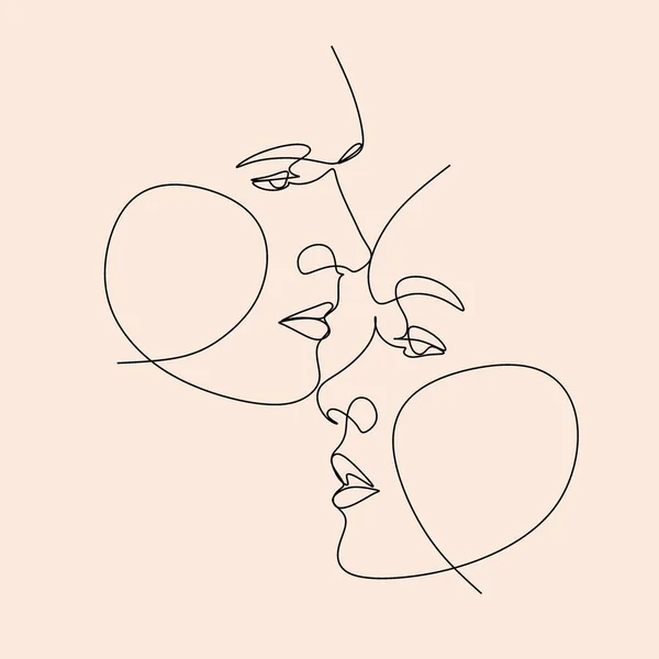 Aşıkların sürekli öpüştüğü çizimler. Sevgililer Günü, düğün davetiyeleri, diğer projeler. Erkek ve kadın portre resmi çiziyor. Vektör illüstrasyonu.