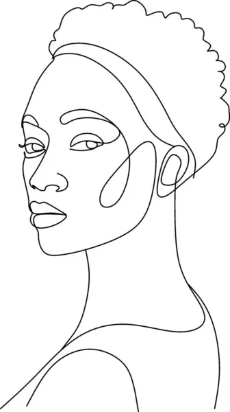 Dessin Visage Femme Art Ligne Black Woman Vector Logo Féminin — Image vectorielle