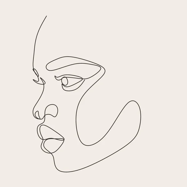 Line Art Woman Face Drawing Black Woman Vector Afro American — Stock Vector