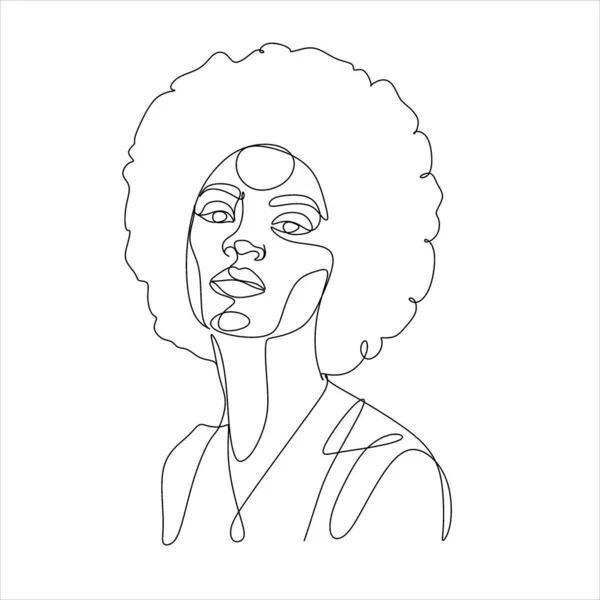 Dessin Visage Femme Art Ligne Black Woman Vector Logo Féminin — Image vectorielle