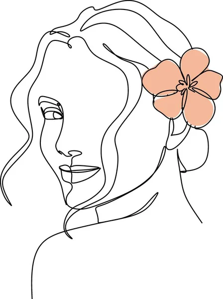 Vrouw Lijn Tekening Vlinder Afdrukken Vrouwelijke Gezicht Kunst Vrouw Butterfly — Stockvector