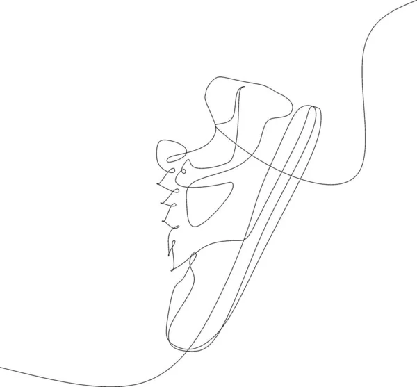 Illustration Baskets Chaussures Sport Dans Style Ligne Une Ligne Continue — Image vectorielle