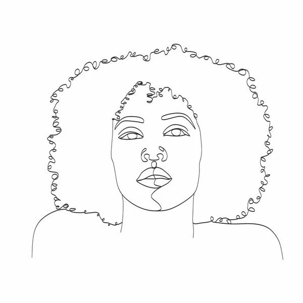 Kreslení Obličeje Ženy Čáry Black Woman Vector Afroamerické Ženské Logo — Stock fotografie