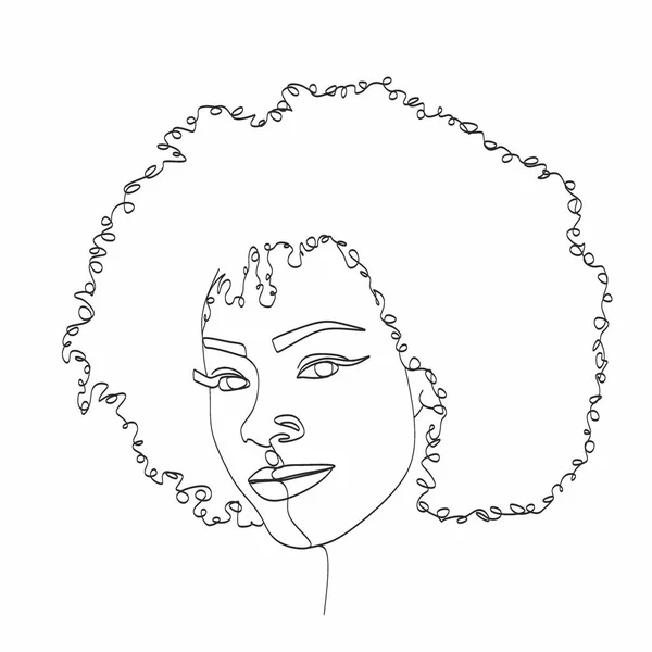 Desenho Rosto Mulher Arte Linha Mulher Negra Vector Logotipo Afro — Fotografia de Stock