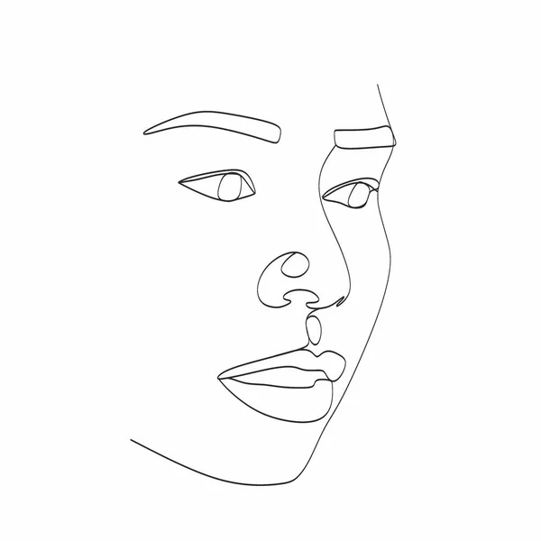 线条艺术女性脸谱 黑人妇女的病媒 非裔美国女性标志 控制线Contour Line 极简主义者的脸美容院 — 图库照片