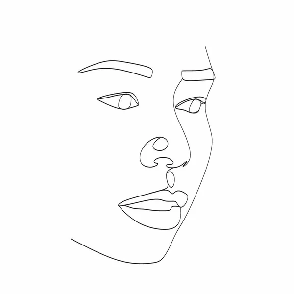 Dibujo Cara Mujer Arte Lineal Mujer Negra Vector Logo Femenino —  Fotos de Stock