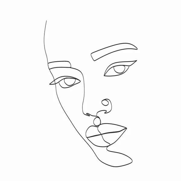 Lijn Art Woman Face Drawing Zwarte Vrouw Vector Afro Amerikaans — Stockfoto