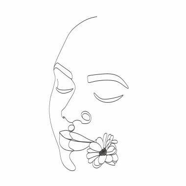 Vector Minimalistic Linear Face, Drawing Tempate, Drawn by One Line Face Isolated on White Background. vector Vector Minimalistic Linear Face, Drawing Tempate, Drawn by One Line Face Isolated on White Background. vector