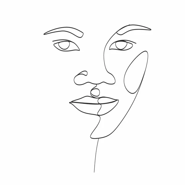 Dibujo Cara Mujer Arte Lineal Mujer Negra Vector Logo Femenino — Vector de stock