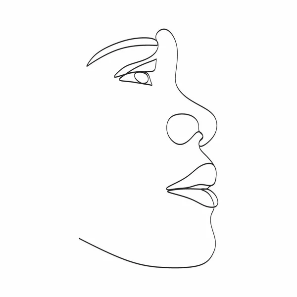 Lijn Art Woman Face Drawing Zwarte Vrouw Vector Afro Amerikaans — Stockvector