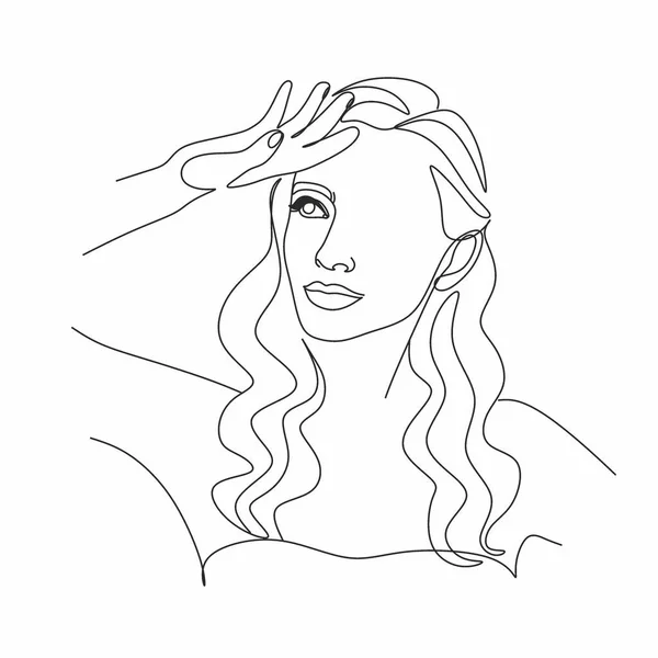 Ett Vackert Flickansikte Attraktiv Ung Kvinna Porträtt Kvinnlig Skönhet Koncept — Stock vektor