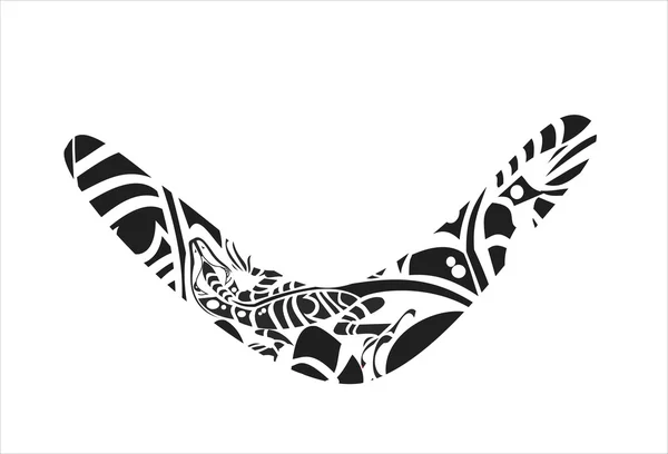 Lézard tatouage sur le boomerang — Image vectorielle