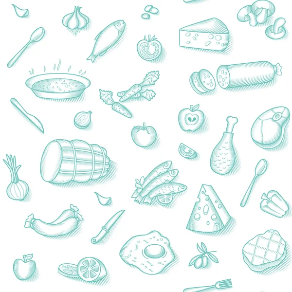 Iconos de comida y cocina colección vectorial — Archivo Imágenes Vectoriales