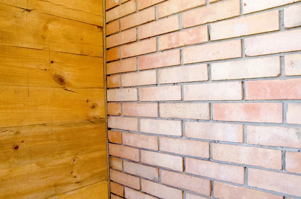 Construction of houses made of wood and brick — Stock Photo, Image