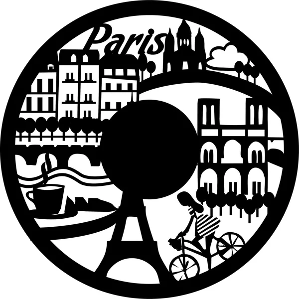 Vorlage ist unter Beobachtung von Schallplatten über Paris — Stockvektor