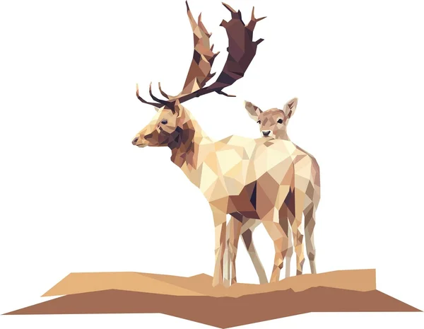 Geometric elk with baby — Wektor stockowy