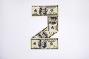 Beyaz üzerine digit sayı 2 dolar tarafından