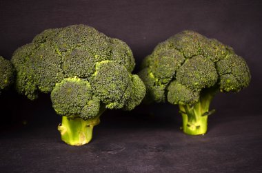 Brokoli siyah bir zemin üzerine