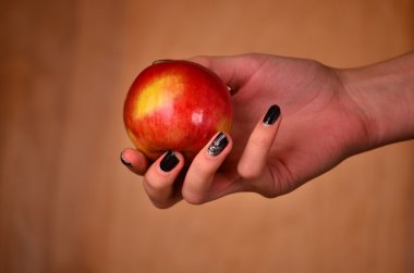 Kırmızı elma/apple/el ile el