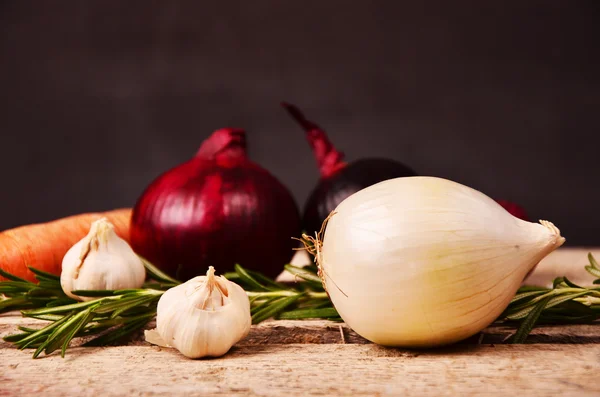 Frischbauern vermarkten Obst und Gemüse von oben mit Kopierraum — Stockfoto