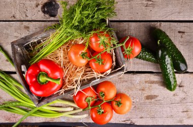 biber, domates, soğan, dereotu, salatalık