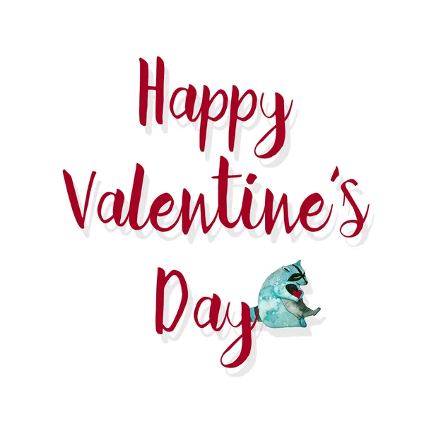 Cute hand drawn illustration with  raccoon with heart. Nice illustration for Valentine's Day, wedding, birthday, easter cards. Love theme. Cartoon and doodle style — Φωτογραφία Αρχείου