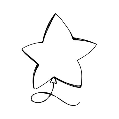 Güzel bir doğum günü balonu yıldızı. Karalama dijital sanat taslağı. Paket kağıdı, tekstil, kumaş, afiş, poster, kırtasiye, duvar kağıdı, posta, boyama sayfası.