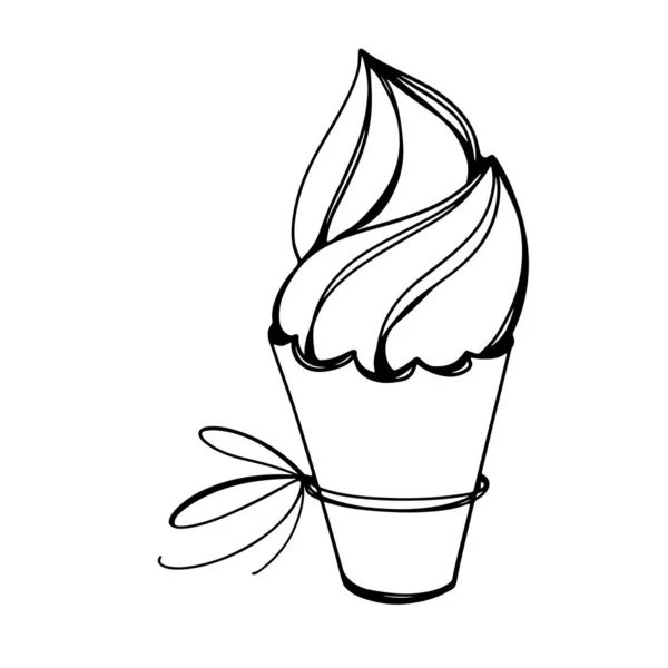 Útulné Roztomilé Narozeniny Cupcake Dovolená Doodle Digital Art Outline Tisk — Stock fotografie