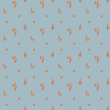 Kawaii kare pürüzsüz doğum günü balonu, mavi arka planda konfeti. Dokulu dijital sanat el çizimi. Kumaş, kırtasiye, ambalaj kağıdı, duvar kağıdı, yapıştırma kitabı