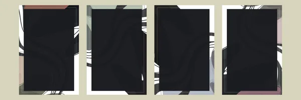 Rectángulo Tendencia Abstracción Manchas Líneas Apagadas Tonos Oscuros Textura Plana —  Fotos de Stock