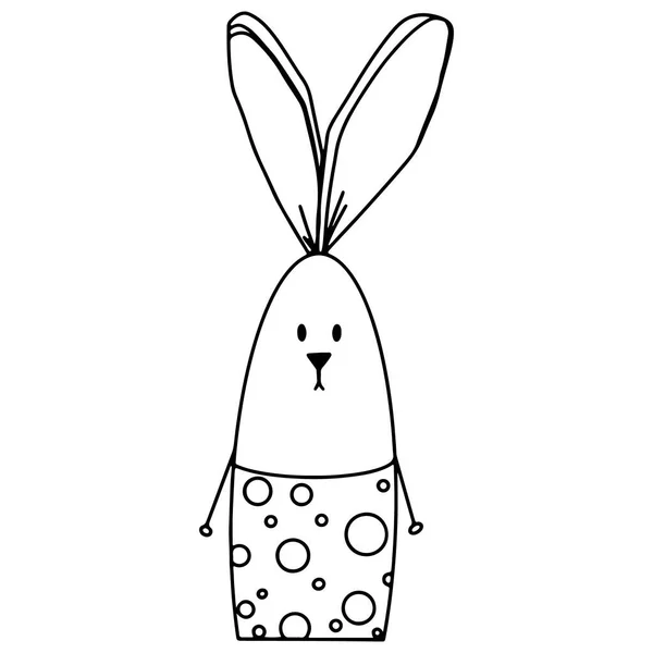 Kawaii Impostato Felice Giorno Pasqua Coniglietto Carino Doodle Contorno Arte — Foto Stock