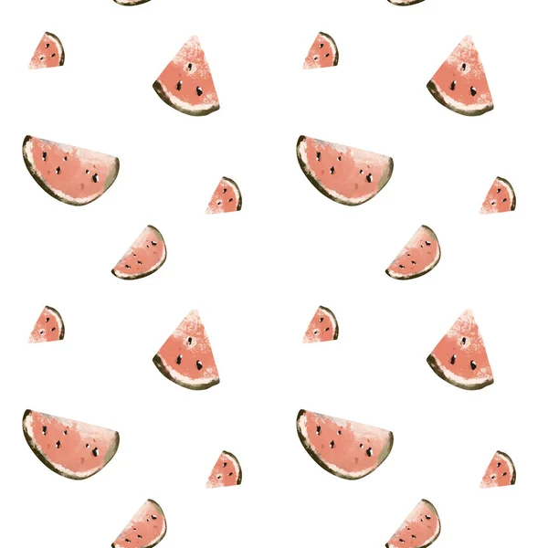 Kawaii Summer Trending Seamless Square Pattern Exotic Tropical Watermelon Isolate — Stock Photo, Image