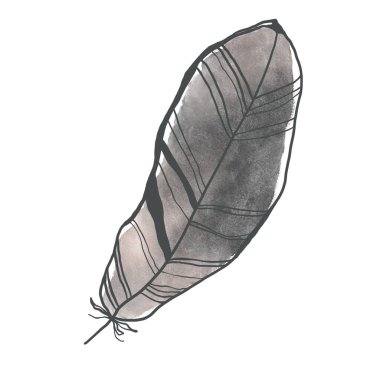 Kawaii Sevgililer Günü için sevimli tüyler İskandinav boho tarzı. Contour doodle suluboya sanatını beyaza izole etti. Kartpostal, dövme, afiş, tekstil, kırtasiye, çıkartma