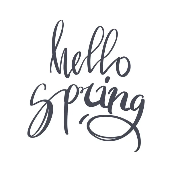 Hand Lettering Hello Spring Doodle Digital Art Outline Print Postcard — Stock Photo, Image
