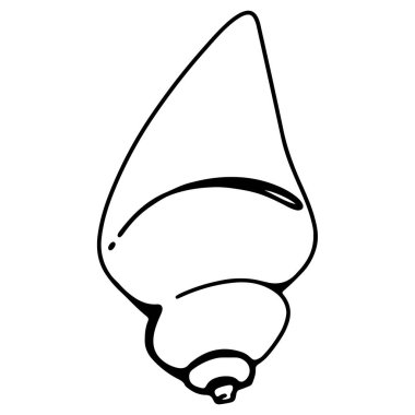 Deniz kabuğu istiridye doğrusal karalama el beyaz arka planda izole çizer. Tek renkli dijital sanat grafikleri. Dövme, boyama kitabı, çocuk sayfası, menü, ambalaj, marka