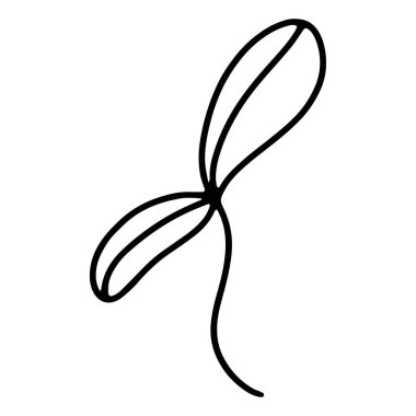 Beyaz arka planda Asya besin mikro yeşillikleri. Çizgi dijital sanat. Menü, restoran, çıkartma, kartpostal, tekstil, dövme, kırtasiye, ambalaj markası