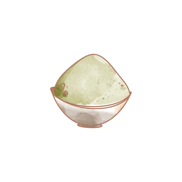 Clip Art Green Matcha Tea Cup Isolate White Background Watercolor — Stock Photo, Image