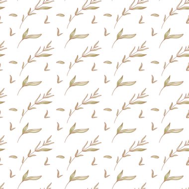 Yeşil geleneksel Asya çay kare dikişsiz desen beyaz arka planda izole edilir. Dokulu suluboya dijital sanat. Menü, ambalaj, marka, kafe, tekstil, ambalaj kağıdı için yazdır