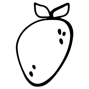 Beyaz arka planda Asyalı şirin çilek izolasyonu. Doodle çizgisi dijital sanat. Çıkartma, kartpostallar, menüler, restoranlar, ambalaj kağıtları, kartpostallar için yazdır