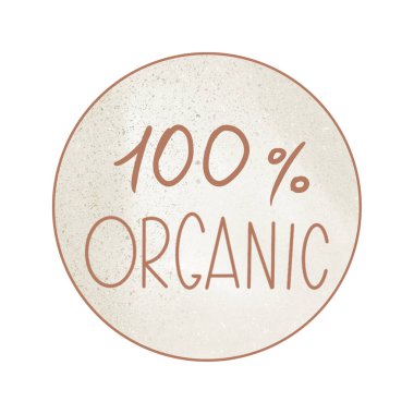 Suluboya, el yapımı amblem, organik gıda harfleri. Dijital sanat. Logo, menü, kafe, yemek, ambalaj, çıkartma için yazdır