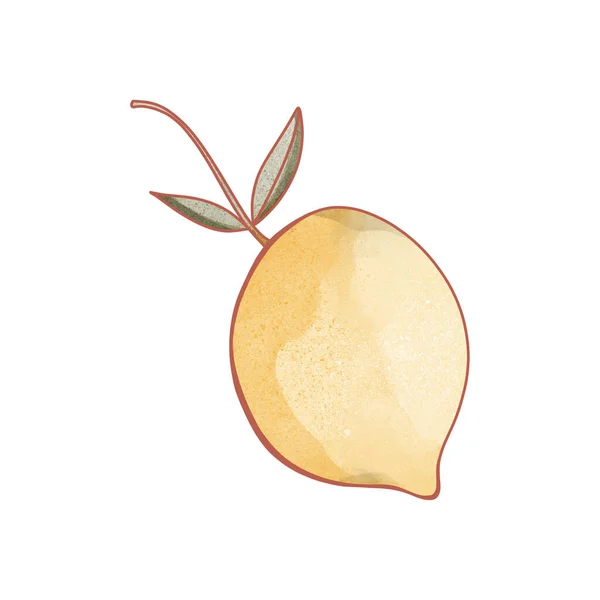 Kawaii Frucht Zitrusfrüchte Gelbe Zitrone Texturierte Digitale Aquarellkunst Drucken Tätowierung — Stockfoto